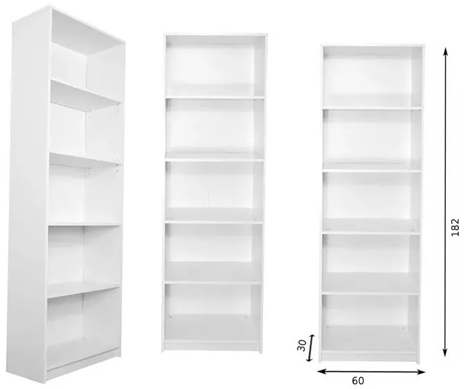 Biały minimalistyczny regał 60 cm - Stejar 5X