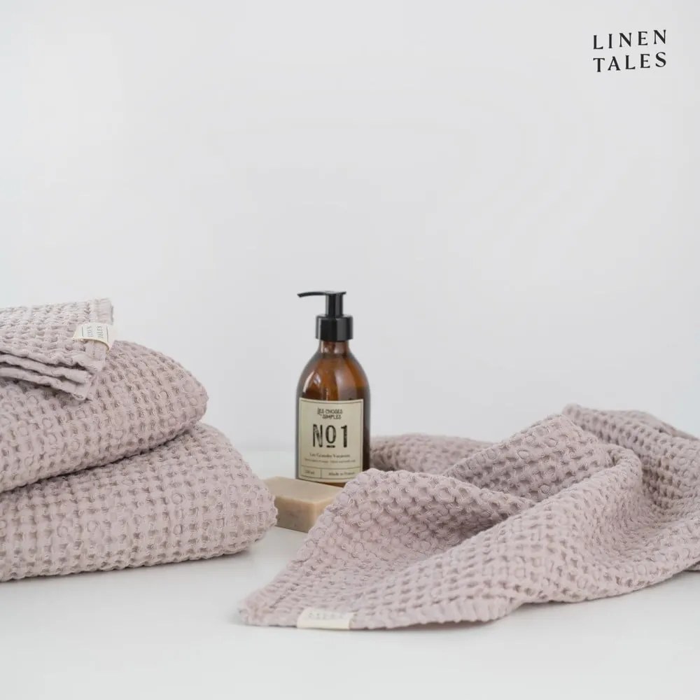 Jasnoróżowy ręcznik 50x70 cm Honeycomb – Linen Tales