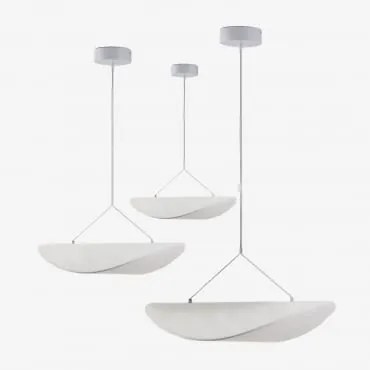 Zestaw 3 Wiszących Lamp Sufitowych Led Z Tkaniny Zelvon Biała - Sklum