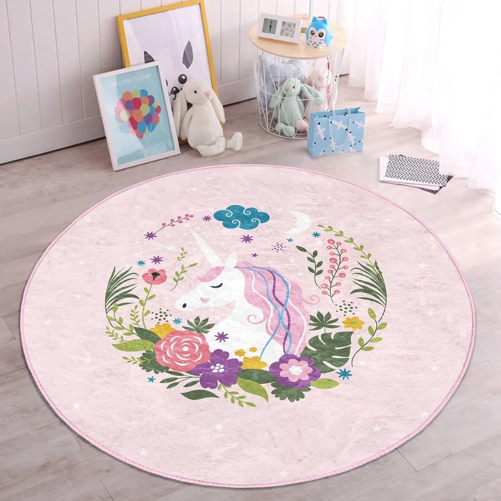 Różowy dywan dziecięcy ø 100 cm Comfort – Mila Home