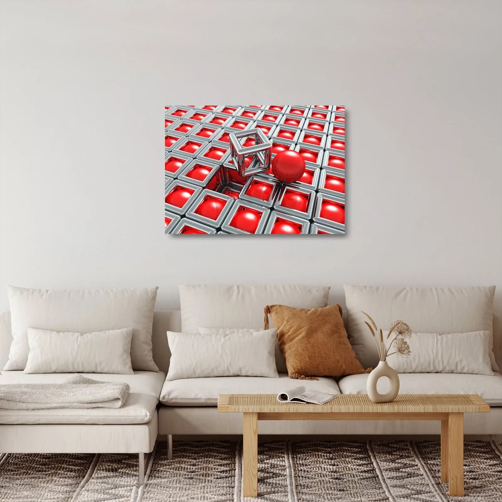 Obraz na szkle - 3D metaliczna abstrakcja (70x50 cm)