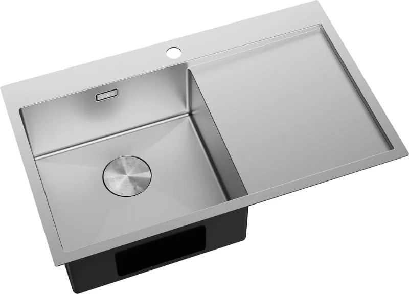 Mexen Exar zlewozmywak stalowy 1-komorowy z ociekaczem, lewy 780 x 480 mm, inox - 6433781010L-01