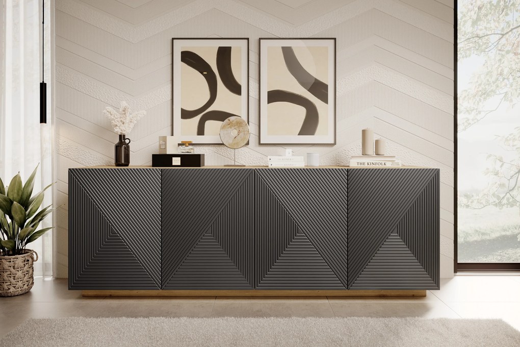 Komoda czterodrzwiowa Asha 200 cm - artisan / rivier stone mat