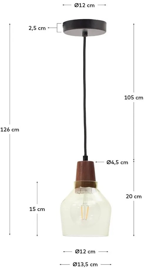 Zielona/w ciemnym naturalnym kolorze lampa wisząca ze szklanym kloszem ø 13,5 cm Silex – Kave Home