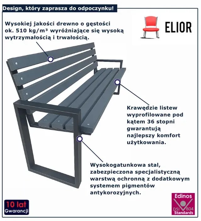 Ławka szara ogrodowa A1-L00