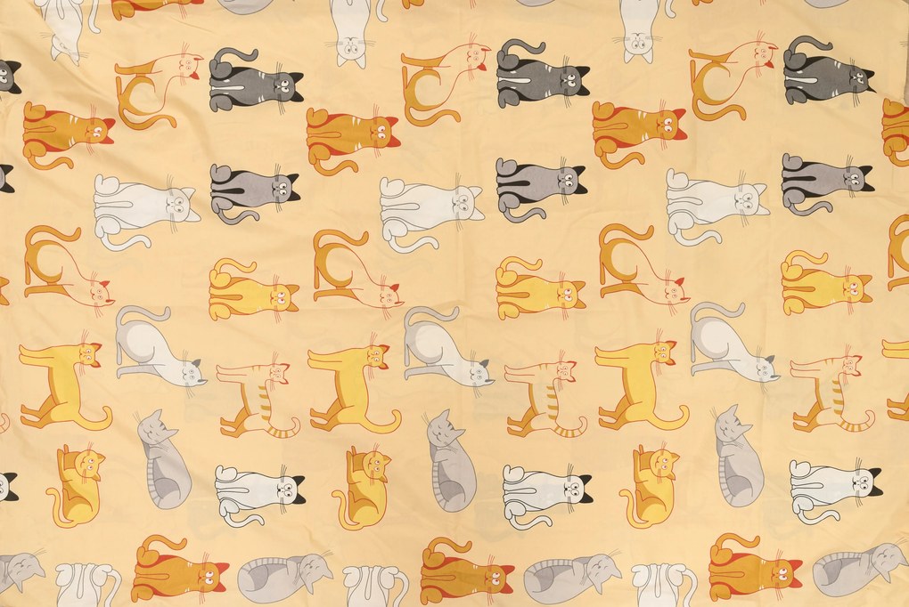 PrzytulneMieszkanie.pl PrzytulneMieszkanie.pl Bawełniana pościel CHROMA CATS kremowa Rozmiar pościeli: 2 szt 70 x 90 cm | 200 x 220 cm
