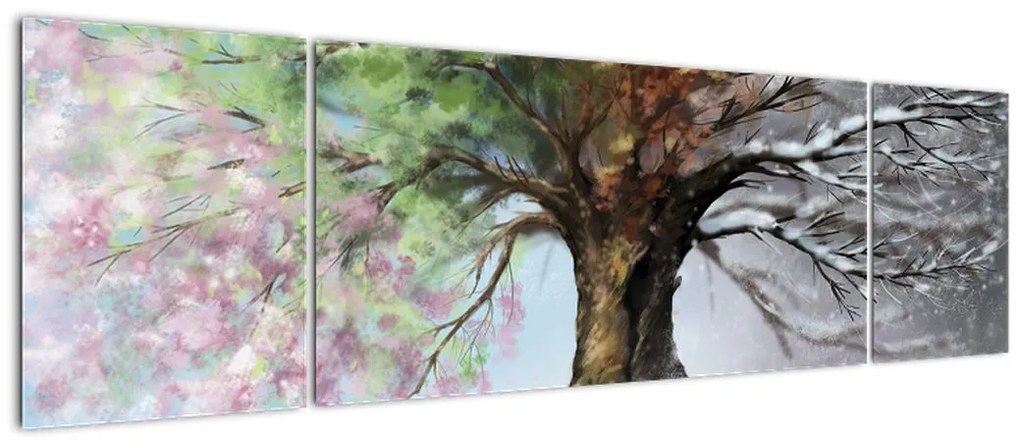 Obraz - Drzewo czterech pór roku (170x50 cm)