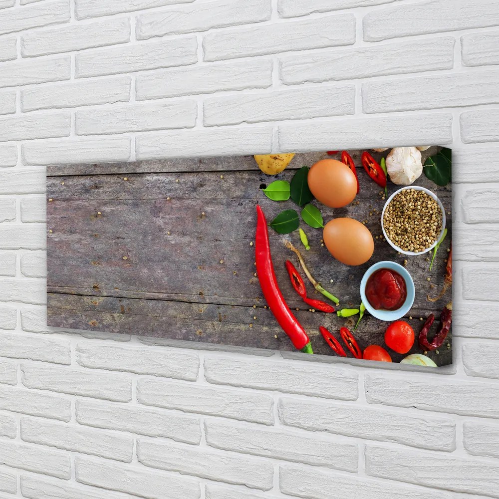 Obraz drukowany na płótnie Kompozycja z Jajkiem i Papryczką