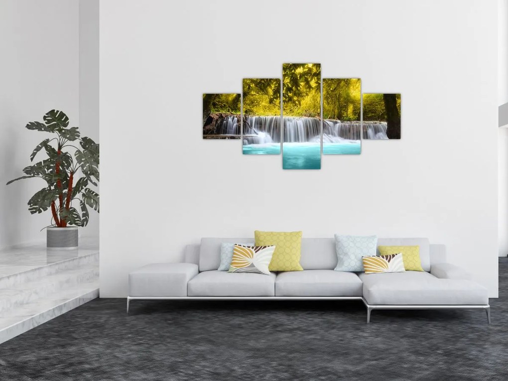 Obraz - Wodospad w jasnych kolorach (125x70 cm)