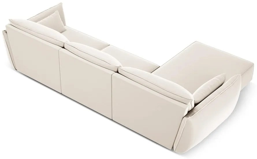 Beżowy aksamitny narożnik (lewostronny/z szezlongiem) Vanda – Mazzini Sofas