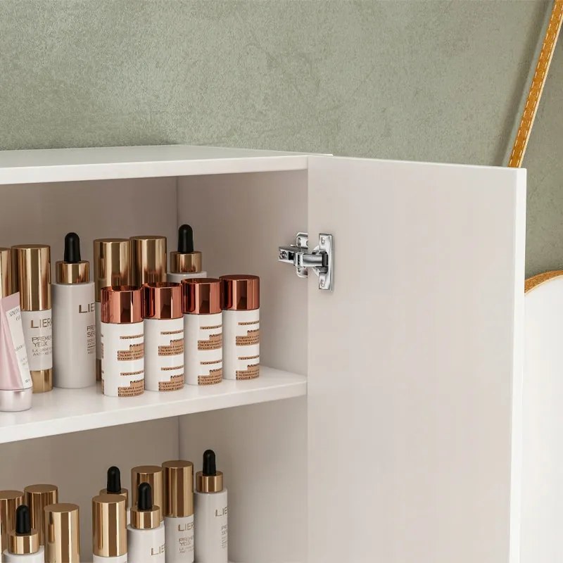 Wisząca szafka łazienkowa biała, nowoczesna, z 2 drzwiczkami, montowana na ścianie – 3 półki, 80 cm