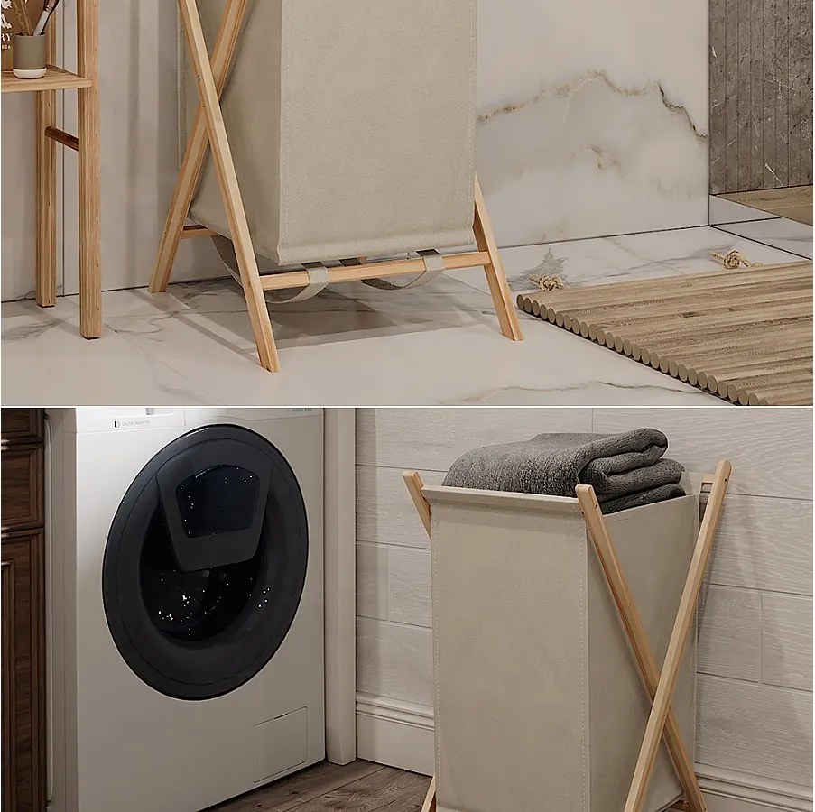 Kosz na pranie beżowy 40x45x64 bruno