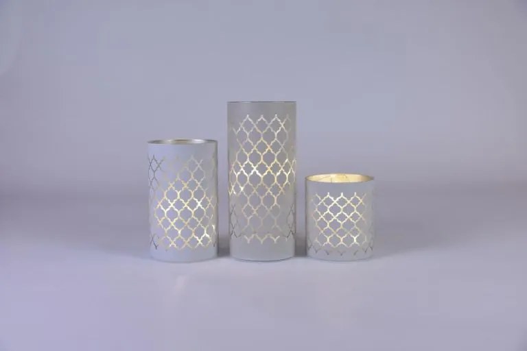 Zestaw lataren dekoracyjnych, białe szkło, microLED