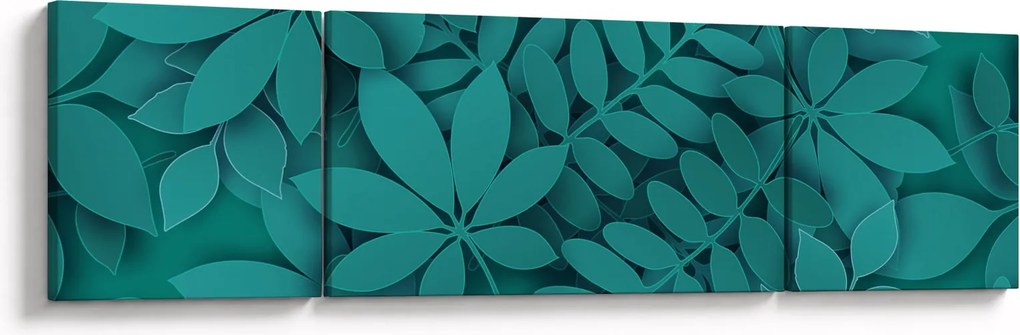 Obraz - Turkusowe liście (170x50 cm)