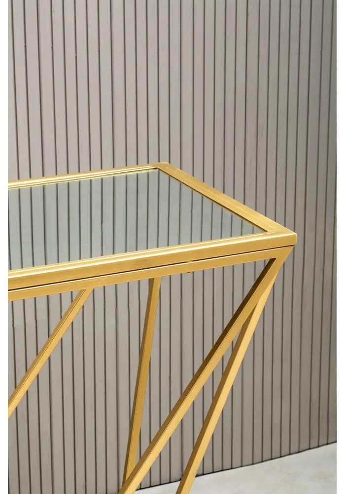 Konsola w kolorze złota ze szklanym blatem 40x120 cm Farran – Premier Housewares