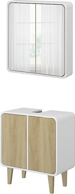 Zestaw mebli łazienkowych biały/dąb 60x30x61 arla