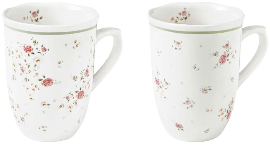 Zestaw 2 białych porcelanowych kubków Brandani Nonna Rosa