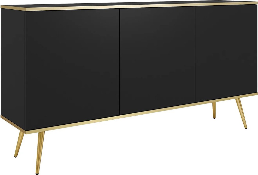 Komoda: czarna, złote nogi, 160 x 85 x 39 cm