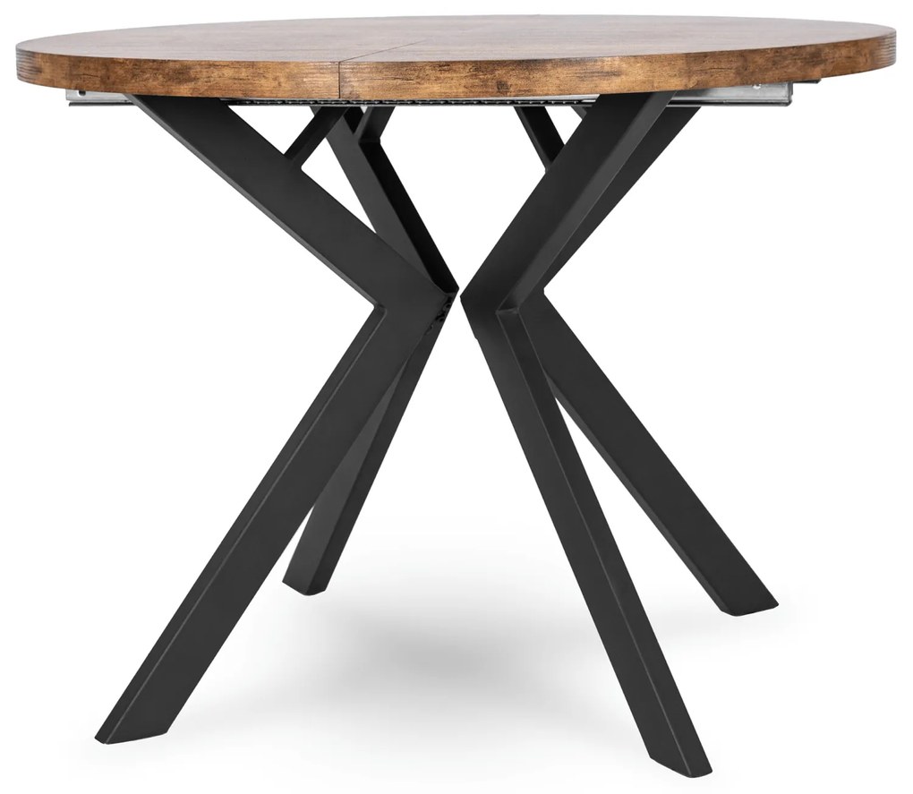 Stół Okrągły Rozkładany LUKAS 100-250 cm Dąb Rustykalny Nowoczesny Loft