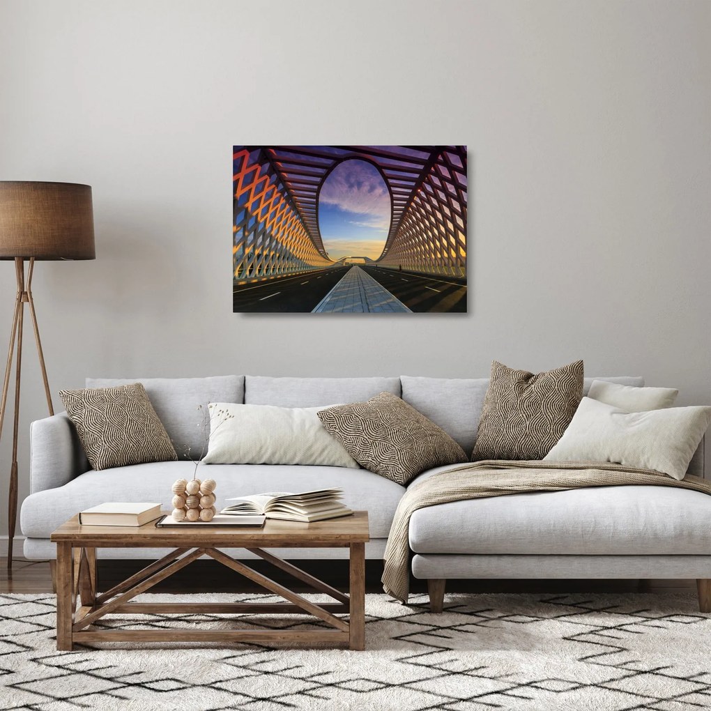 Obraz na szkle nowoczesnej architektury mostowej (70x50 cm)
