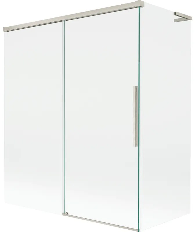 Mexen Rox L parawan nawannowy 2-skrzydłowy rozsuwany 140 + 70 x 150 cm, transparent, nikiel szczotkowany - 8C9L-140-070-97-00