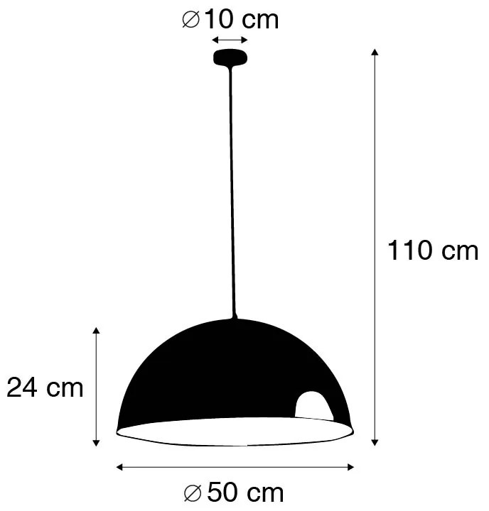 Czarna lampa wisząca w stylu industrialnym ze złotem 50 cm - Magna Eco Nowoczesny Oswietlenie wewnetrzne