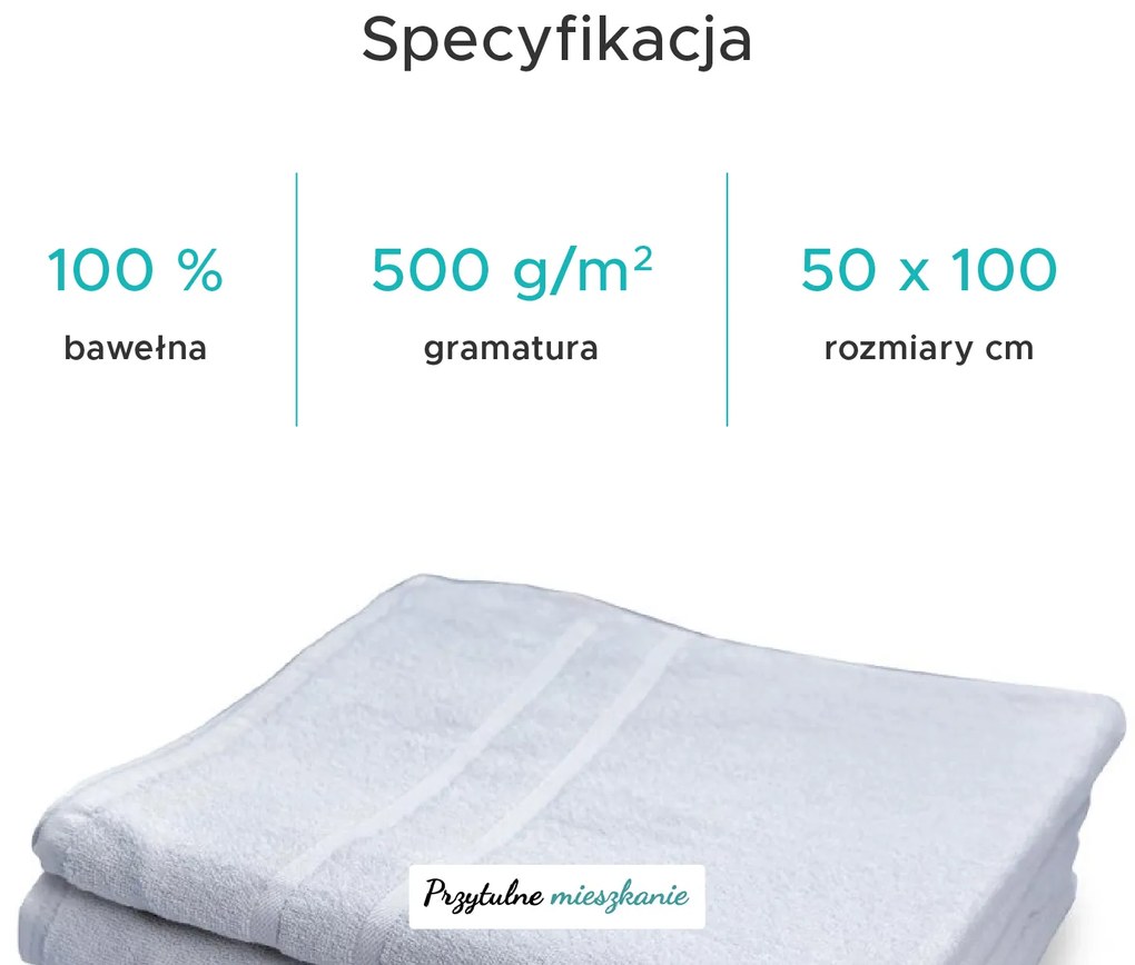 Ręcznik hotelowy 50 x 100 cm Royal biały, 100% bawełna