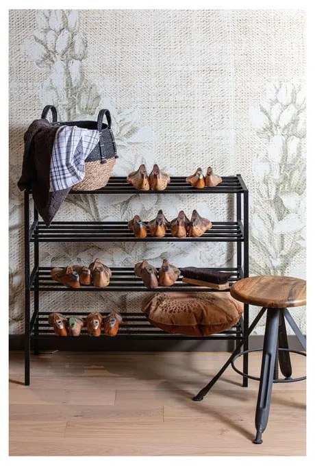 Czarny metalowy regał na buty WOOOD Ferro