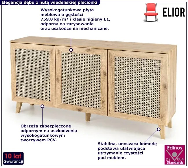 Rustykalna duża komoda z półkami - Vobo 3X