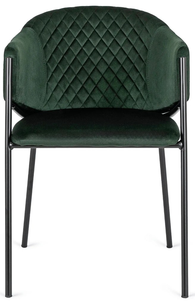 Krzesło Tapicerowane do Salonu INNES 2 Zielone Welurowe Nowoczesne Loft