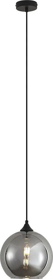 Lampa wisząca Art Deco czarna z przydymionym szkłem - Wallace