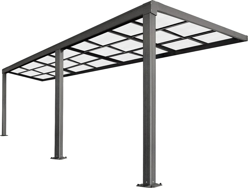 Pergola przyścienna aluminiowa z rozsuwanym dachem - 18 m² - antracytowy - IZEDA