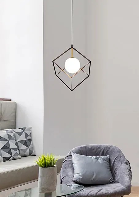 Czarno-złota lampa nowoczesna - K130-Cube