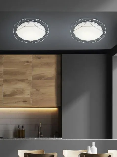 Plafon do nowoczesnej sypialni z metalowym pierścieniem chrom - 3X K069 H8-Z37