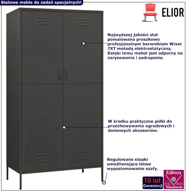 Stalowa szafa gospodarcza dwudrzwiowa antracyt C7-G10
