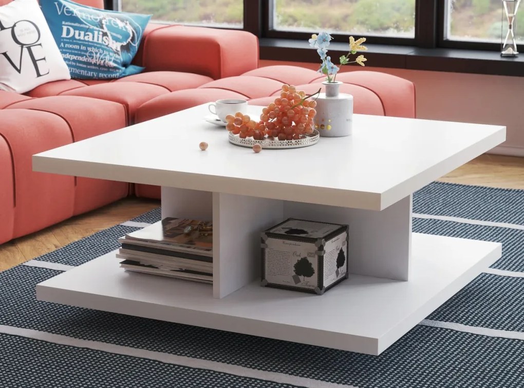 Stolik kawowy Grafi 80x80 biały mat