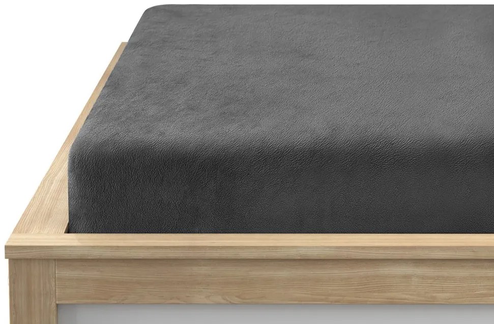 PrzytulneMieszkanie.pl PrzytulneMieszkanie.pl PrzytulneMieszkanie.pl Pościel flanelowa ŚWIĄTECZNY JELEŃ I CIETRZEW biała + prześcieradło z mikropluszu SOFT 90x200 cm ciemnoszare