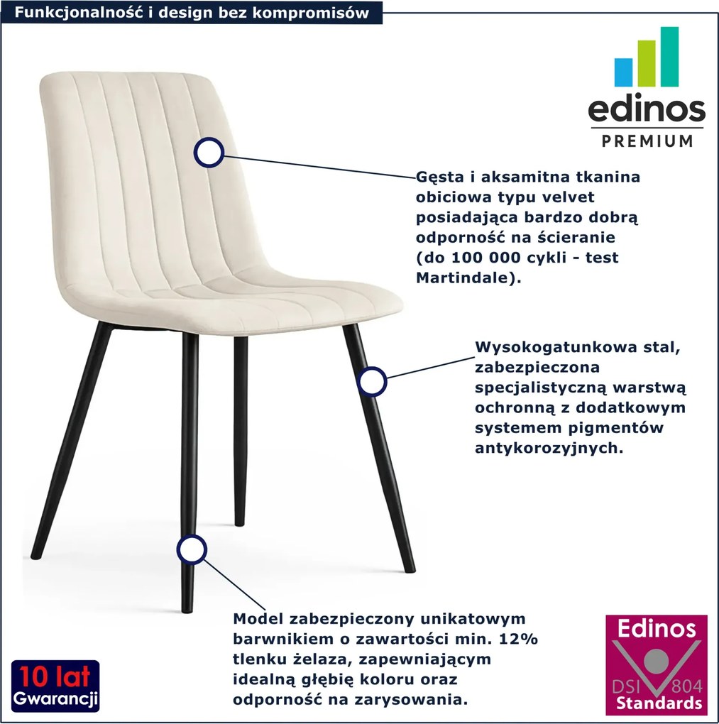 Zestaw 4 kremowych krzeseł pikowanych - Selvaro