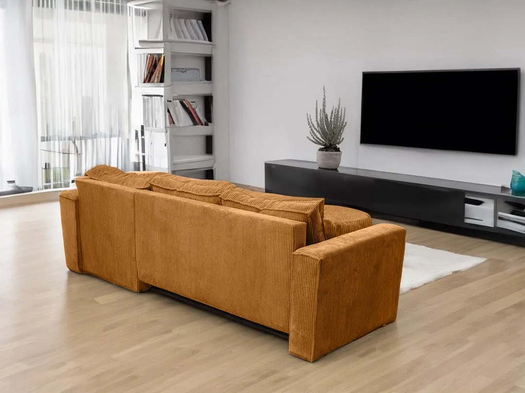 Rozkładana narożna sofa SMART COSARO musztardowa, dwustronna + 2 poduszki GRATIS