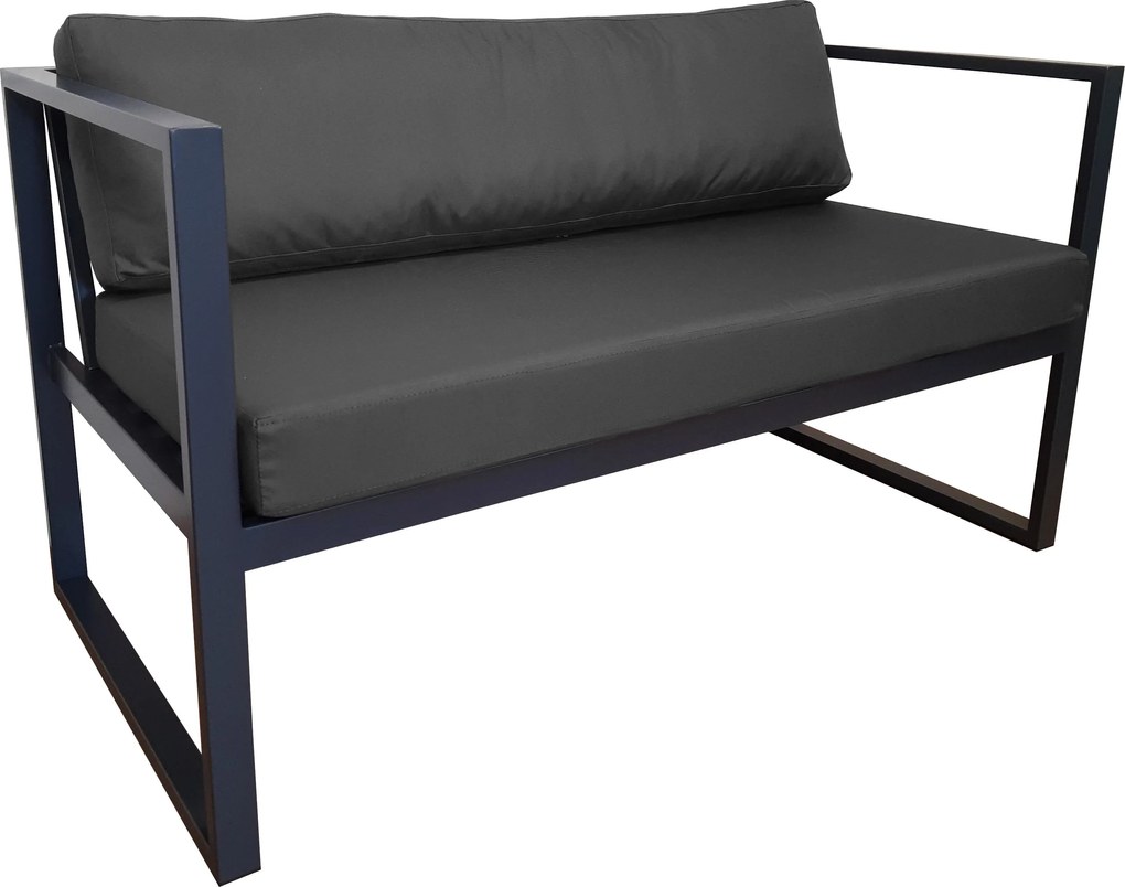 Zestaw mebli ogrodowych sofa + 2 fotele + stolik : Kolor Stelaża - Szary, Kolor tkaniny - Oxford Grafit, Typ tkaniny - Oxford