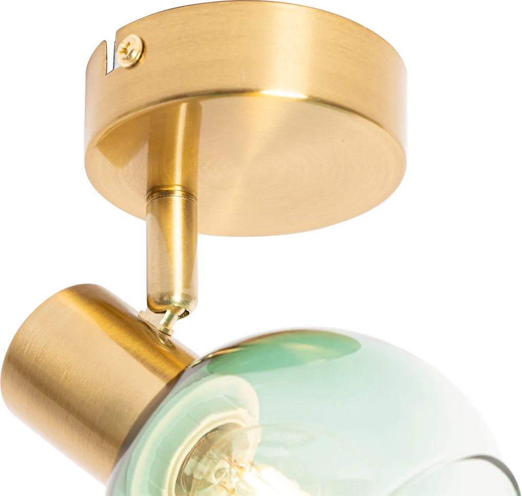 Reflektor Art Deco złoty z zielonym szkłem - Vidro