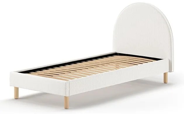 Białe tapicerowane łóżko ze stelażem 90x200 cm MOON – Vipack