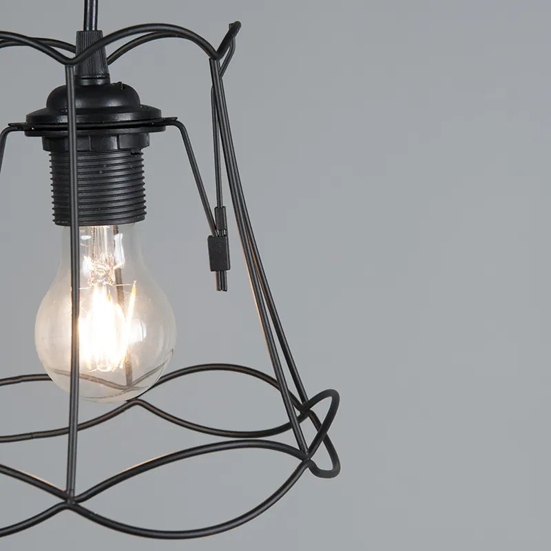 Retro lampa wisząca czarna 20 cm - Granny Frame Retro Oswietlenie wewnetrzne