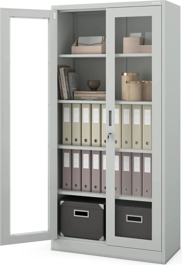 Przeszklona szafa medyczna Amelia 90x40x185 cm szara