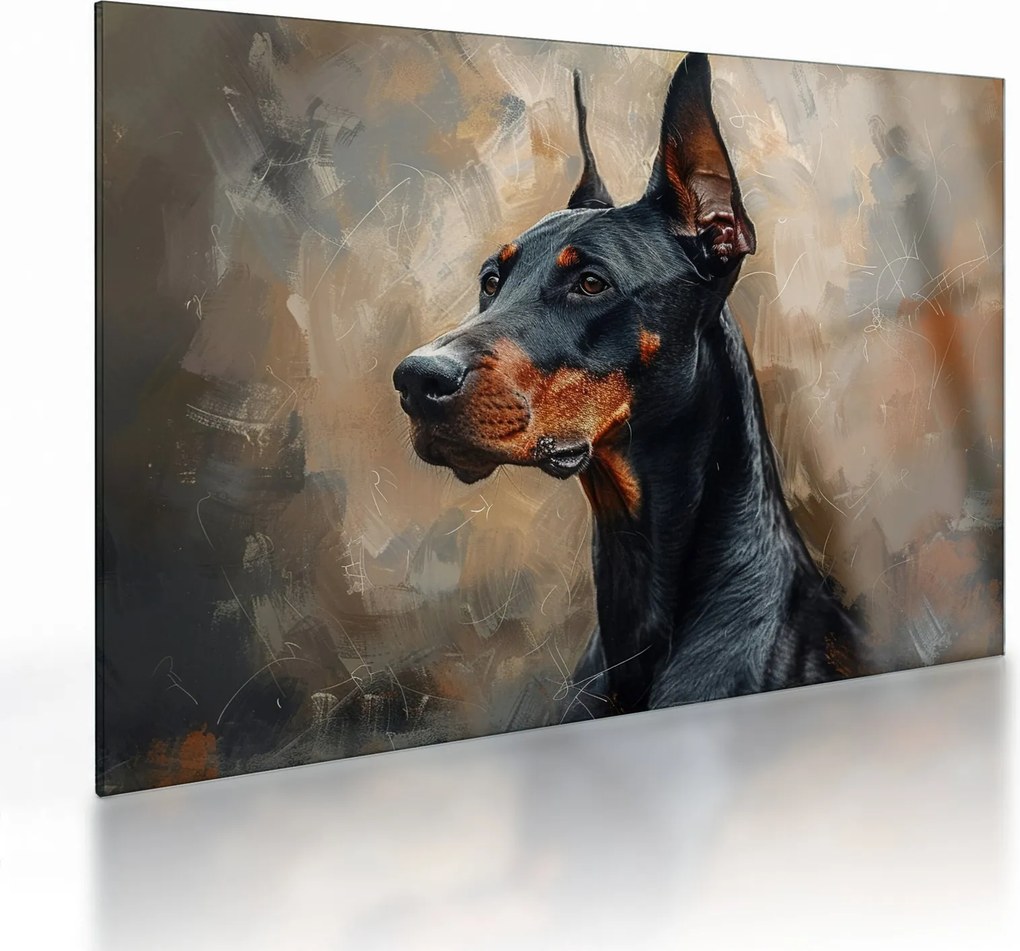Obraz na szkle - Portret Dobrmana (70x50 cm)