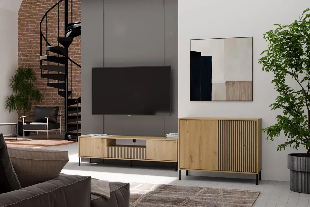 Komoda na nóżkach z ryflowaniem dąb artisan Z9-K48