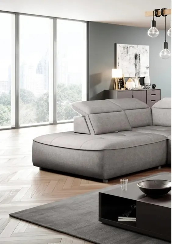 Narożnik COLOMBO L Lewostronny z elektryczną funkcją spania pojemnikiem ELEMENT 04 Popielaty WERSAL