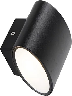 Nowoczesna lampa ścienna zewnętrzna czarna z wbudowanym LED IP44 - Ovum