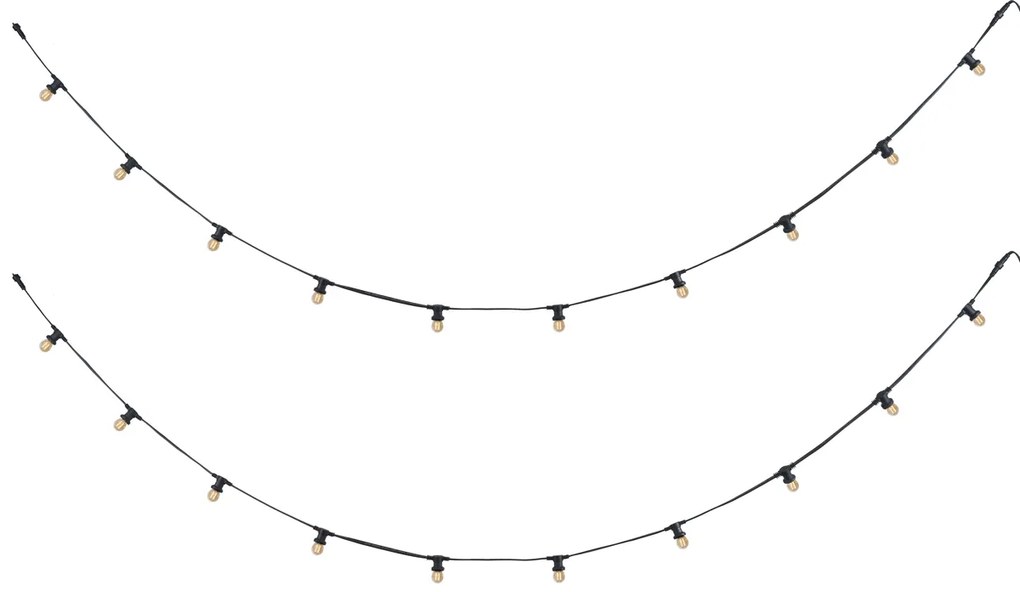 Łączone czarne oświetlenie girlandowe z wtyczką 10m z 20 żarówkami E27 P45 IP44 - Lubber