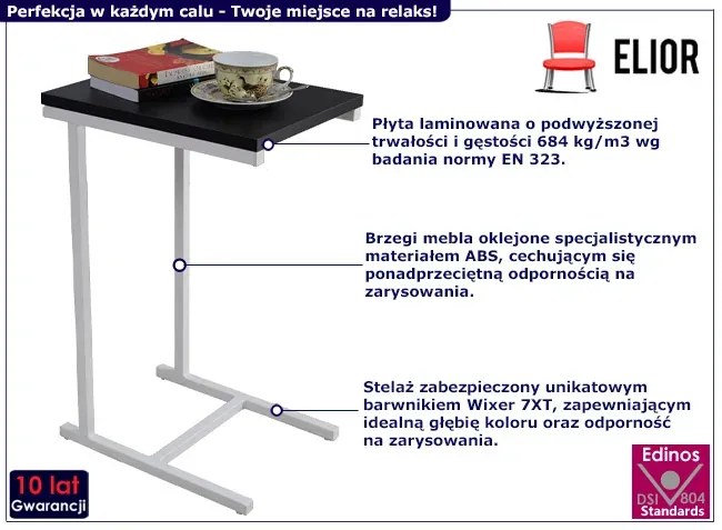 Wysoki stolik pomocniczy Liros 5X - biały + czarny